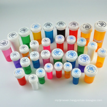 Assorted Colors Reversible Cap Vial 5/13/19/30/60/90Dr  Child Resistant Medication Vials Plastic Vials